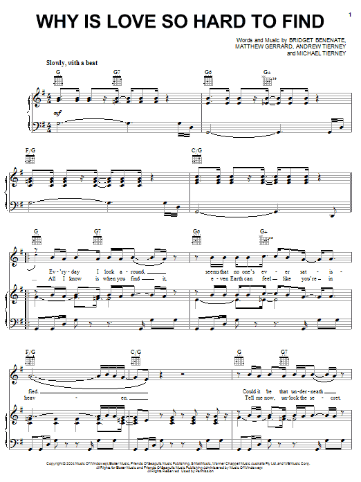 Jesse McCartney Why Is Love So Hard To Find sheet music notes and chords arranged for Piano, Vocal & Guitar Chords (Right-Hand Melody)
