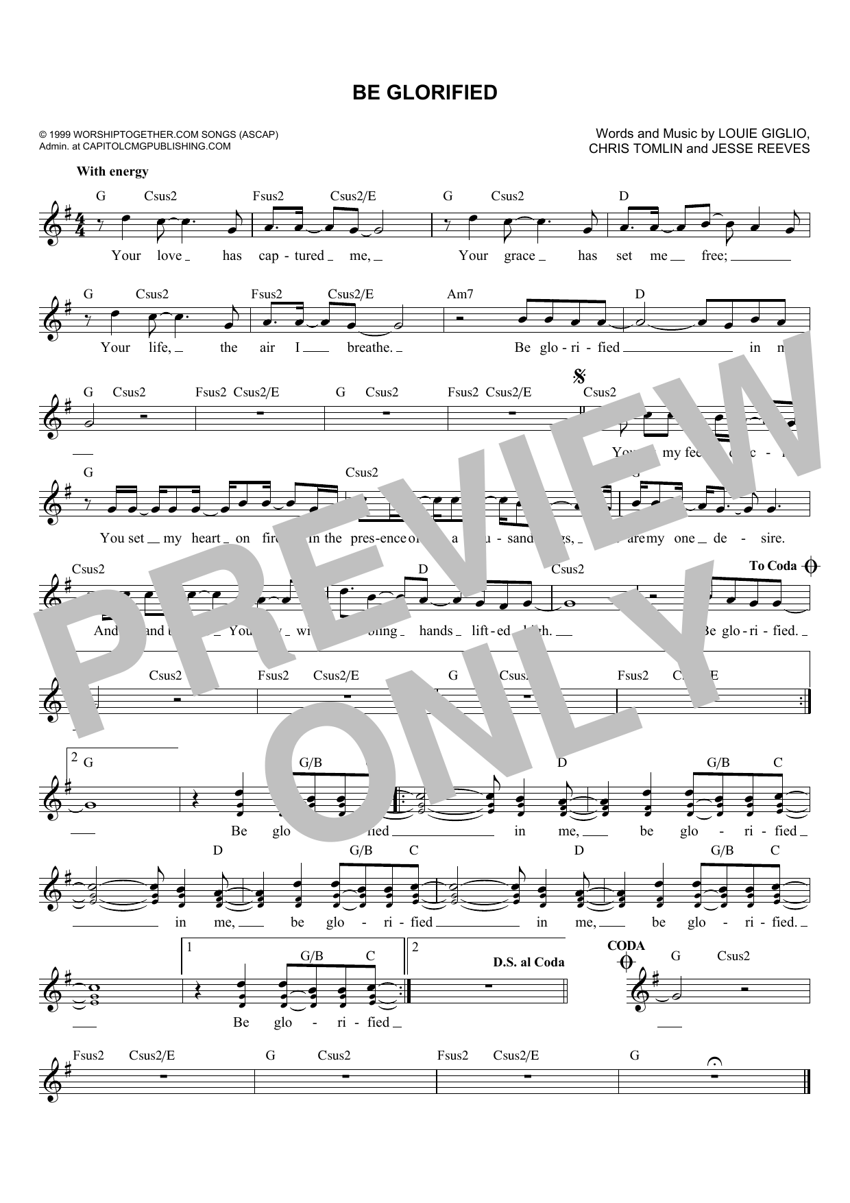 Jesse Reeves Be Glorified sheet music notes and chords arranged for Lead Sheet / Fake Book