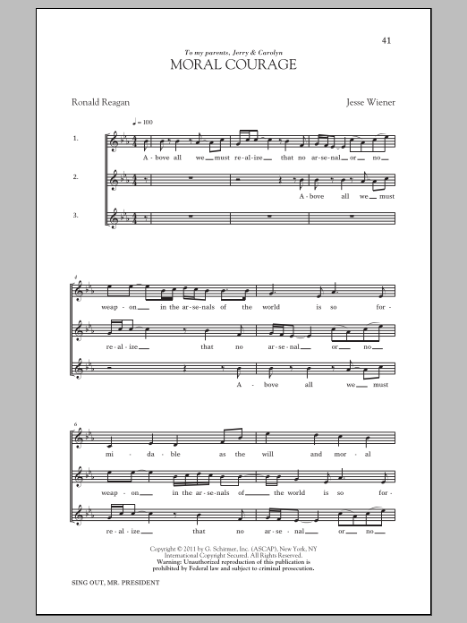 Jesse Wiener Moral Courage sheet music notes and chords arranged for Choir