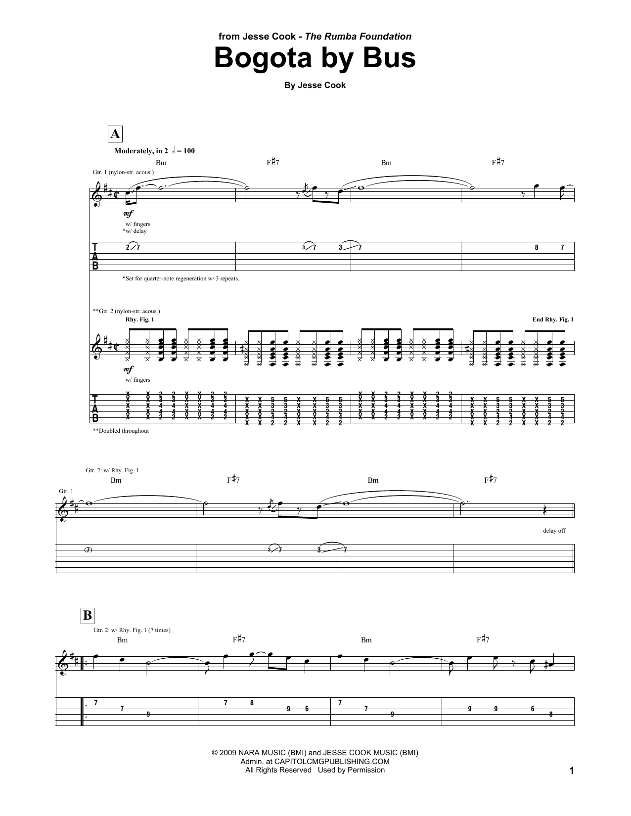 Jesse Cook Bogota By Bus sheet music notes and chords arranged for Guitar Tab