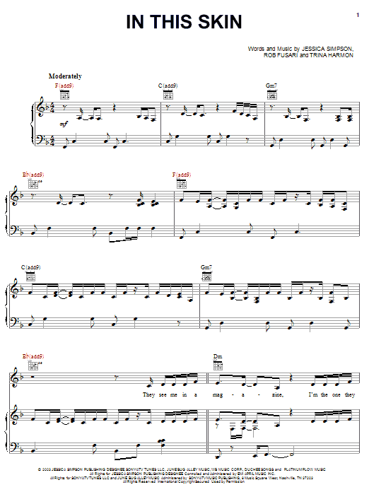 Jessica Simpson In This Skin sheet music notes and chords arranged for Piano, Vocal & Guitar Chords (Right-Hand Melody)