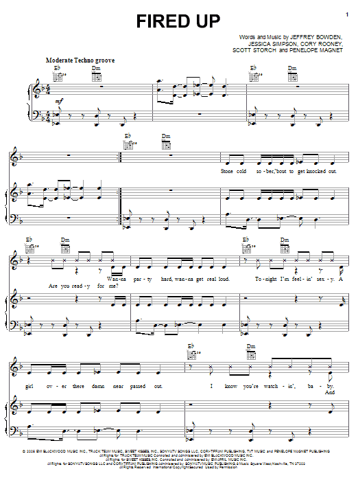 Jessica Simpson Fired Up sheet music notes and chords arranged for Piano, Vocal & Guitar Chords (Right-Hand Melody)