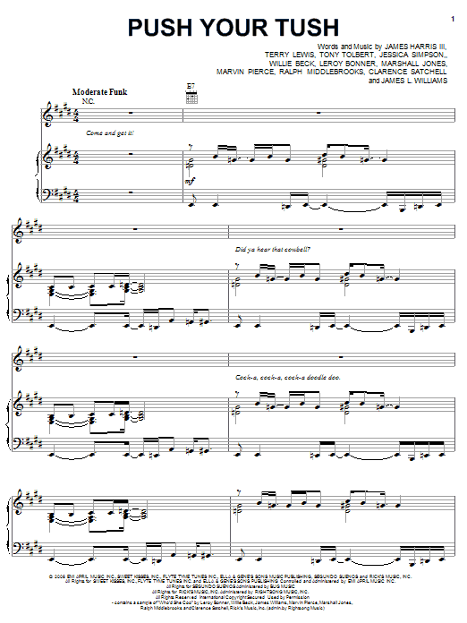 Jessica Simpson Push Your Tush sheet music notes and chords arranged for Piano, Vocal & Guitar Chords (Right-Hand Melody)