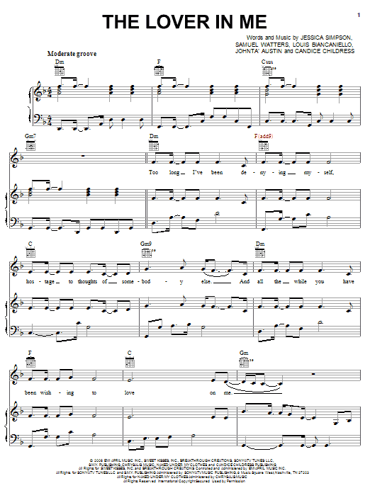 Jessica Simpson The Lover In Me sheet music notes and chords arranged for Piano, Vocal & Guitar Chords (Right-Hand Melody)