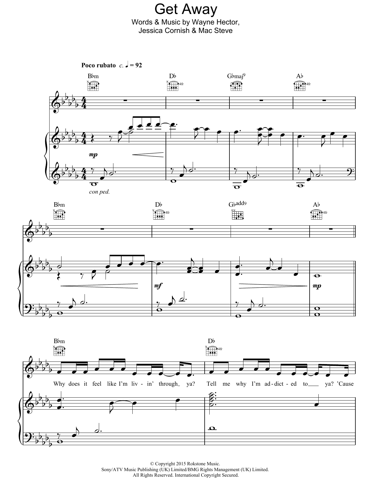 Jessie J Get Away sheet music notes and chords arranged for Piano, Vocal & Guitar Chords