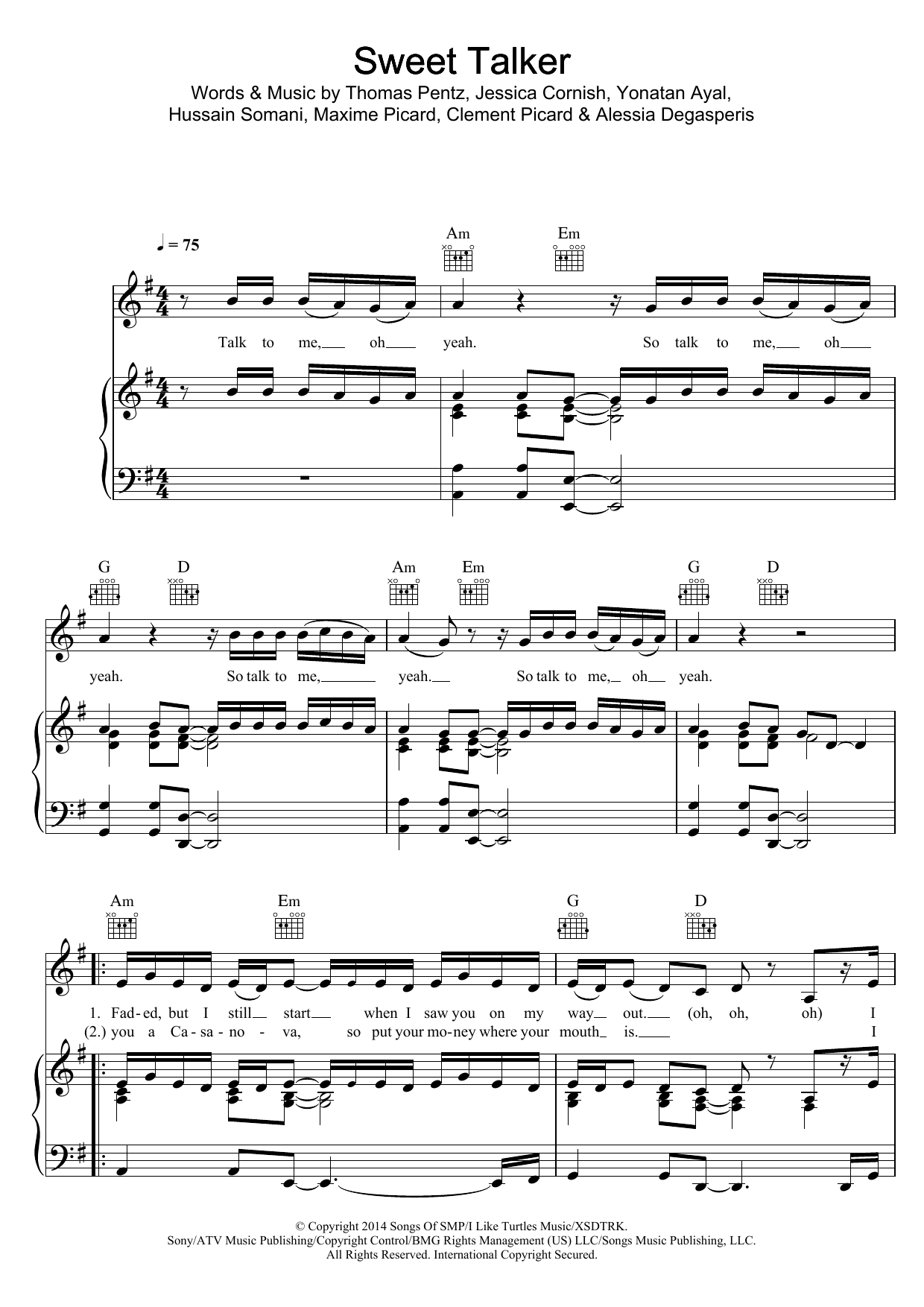 Jessie J Sweet Talker sheet music notes and chords arranged for Piano, Vocal & Guitar Chords