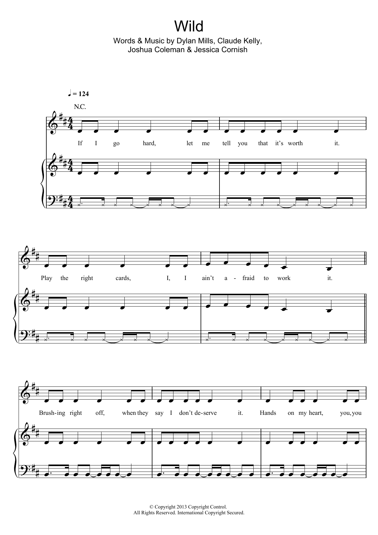 Jessie J Wild sheet music notes and chords arranged for Piano, Vocal & Guitar Chords