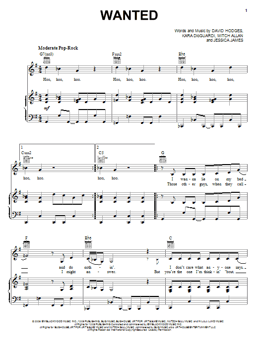 Jessie James Wanted sheet music notes and chords arranged for Piano, Vocal & Guitar Chords (Right-Hand Melody)