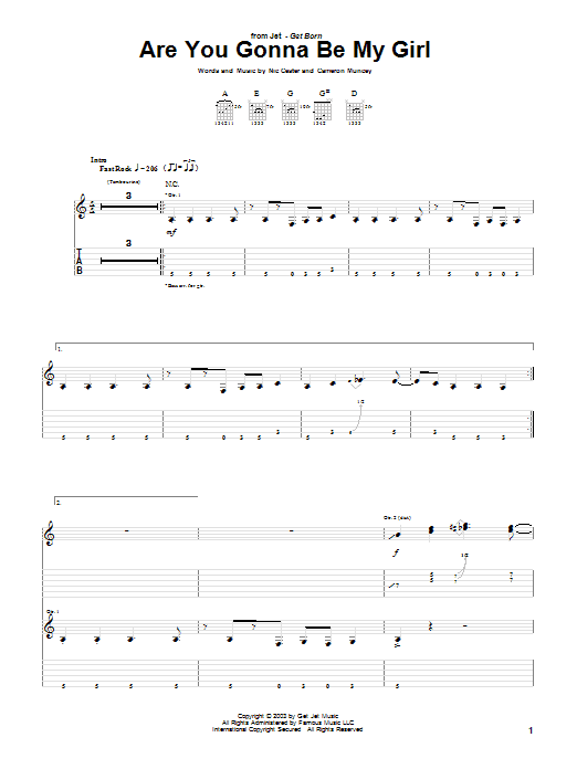Jet Are You Gonna Be My Girl sheet music notes and chords arranged for Ukulele
