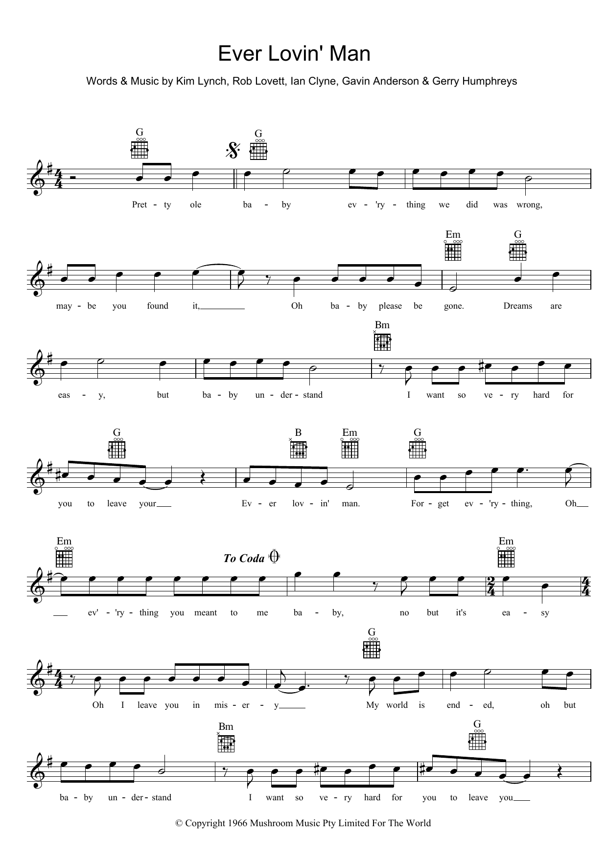 Jet Ever Lovin' Man sheet music notes and chords arranged for Lead Sheet / Fake Book