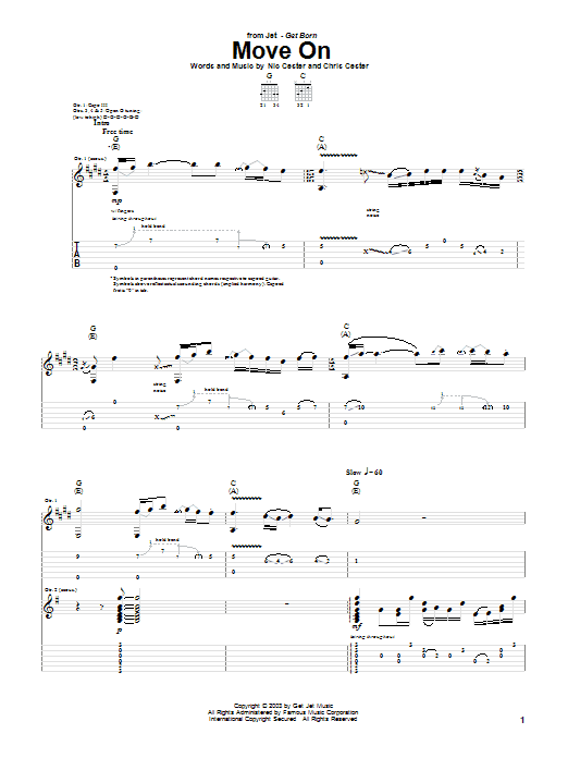 Jet Move On sheet music notes and chords arranged for Guitar Tab