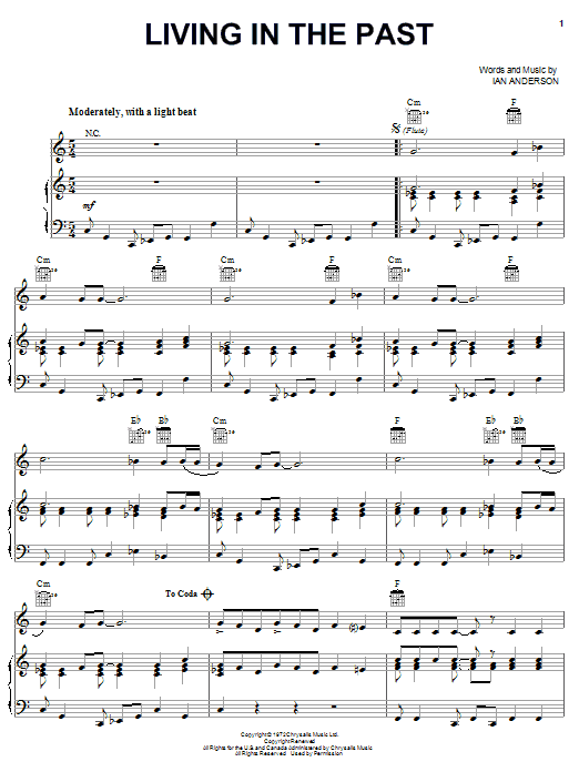 Jethro Tull Living In The Past sheet music notes and chords arranged for Guitar Tab
