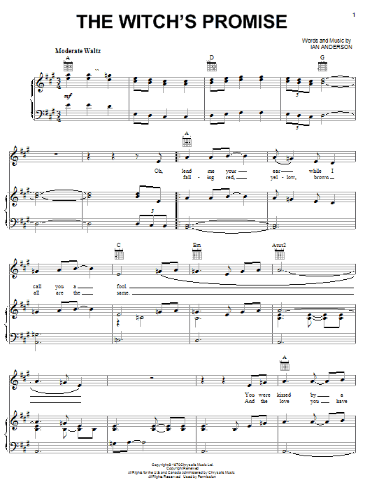 Jethro Tull The Witch's Promise sheet music notes and chords arranged for Guitar Tab