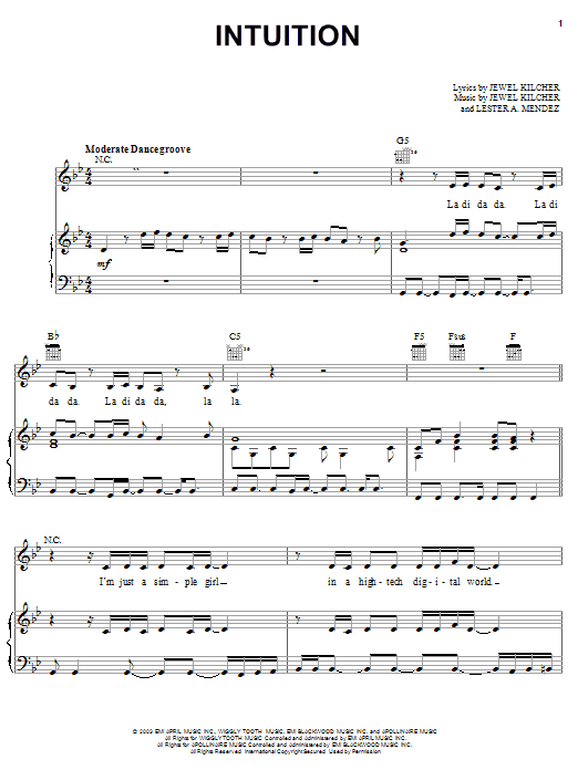 Jewel Intuition sheet music notes and chords arranged for Easy Guitar Tab