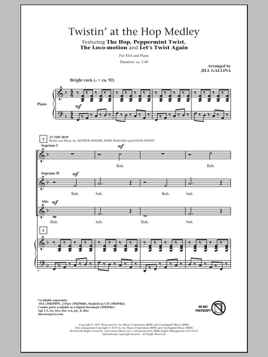 Jill Gallina At The Hop sheet music notes and chords arranged for SSA Choir