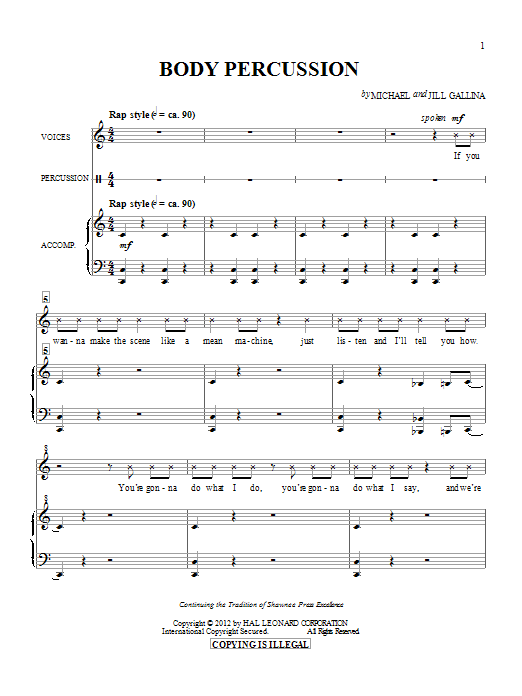 Jill Gallina Body Percussion sheet music notes and chords arranged for Choir