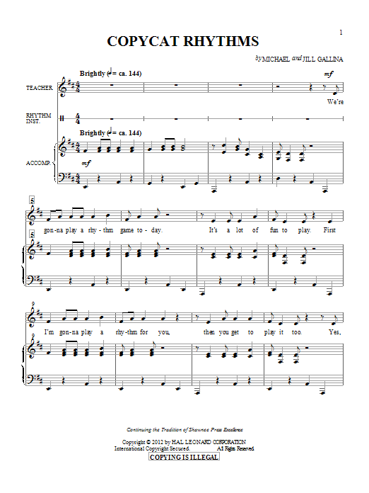 Jill Gallina Copy Cat Rhythms sheet music notes and chords arranged for Choir