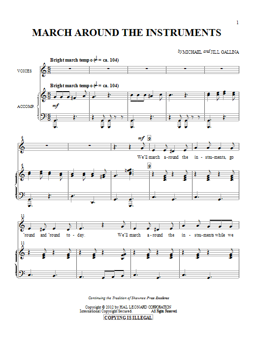 Jill Gallina March Around The Instruments sheet music notes and chords arranged for Choir