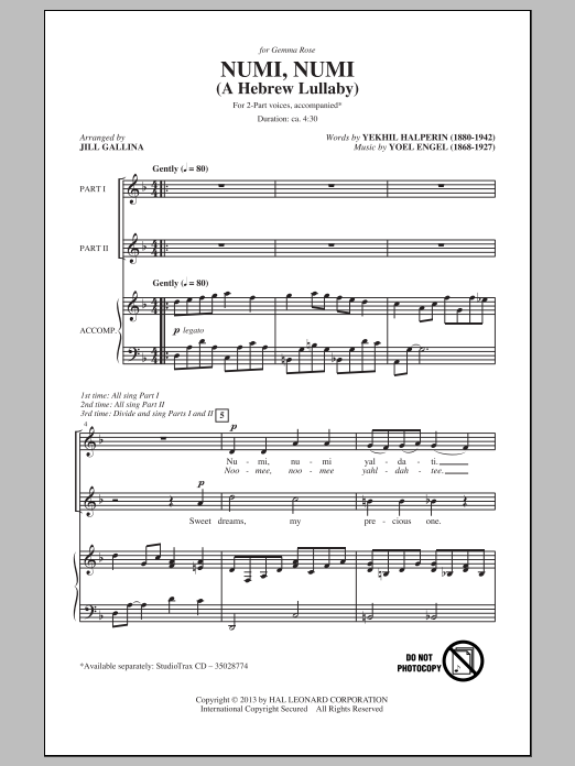 Jill Gallina Numi, Numi sheet music notes and chords arranged for SAB Choir