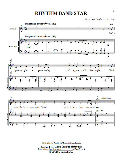 Jill Gallina Rhythm Band Star sheet music notes and chords arranged for Choir
