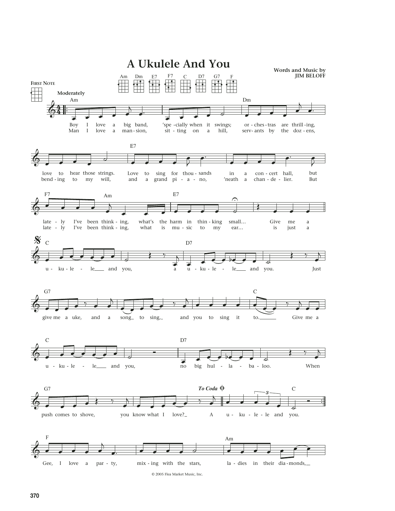 Jim Beloff A Ukulele And You (from The Daily Ukulele) (arr. Liz and Jim Beloff) sheet music notes and chords arranged for Ukulele