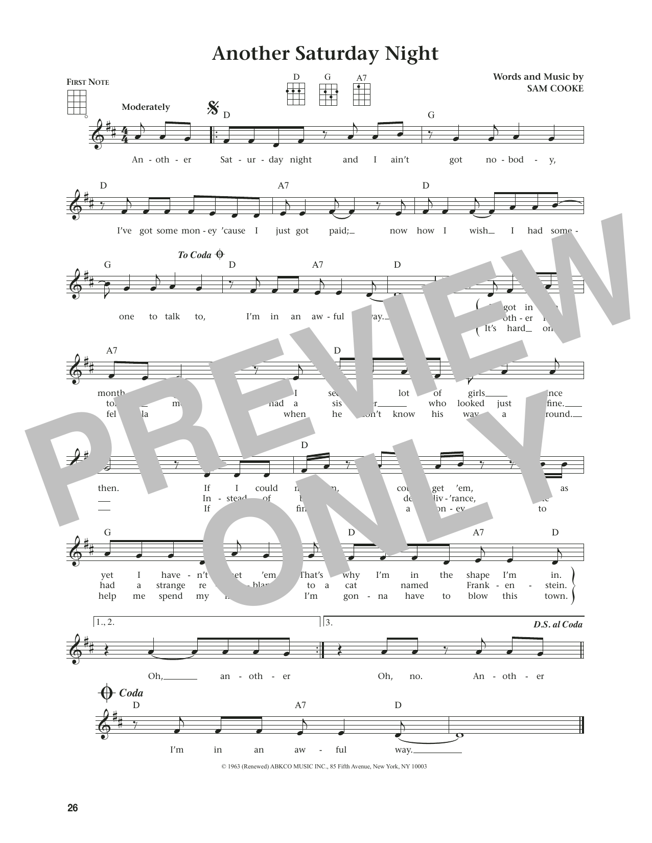 Jim Beloff Another Saturday Night (from The Daily Ukulele) (arr. Jim Beloff) sheet music notes and chords arranged for Ukulele
