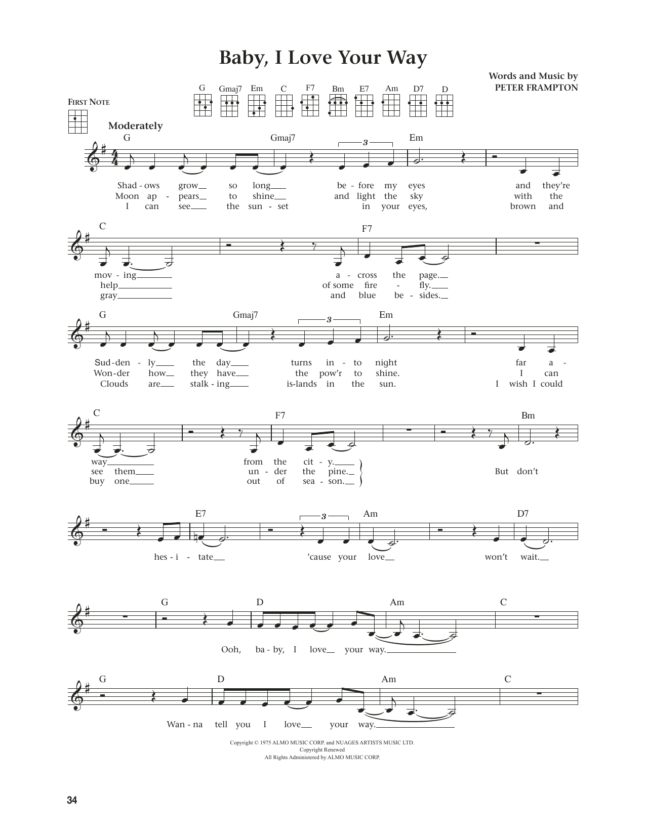 Jim Beloff Baby, I Love Your Way (from The Daily Ukulele) (arr. Jim Beloff) sheet music notes and chords arranged for Ukulele