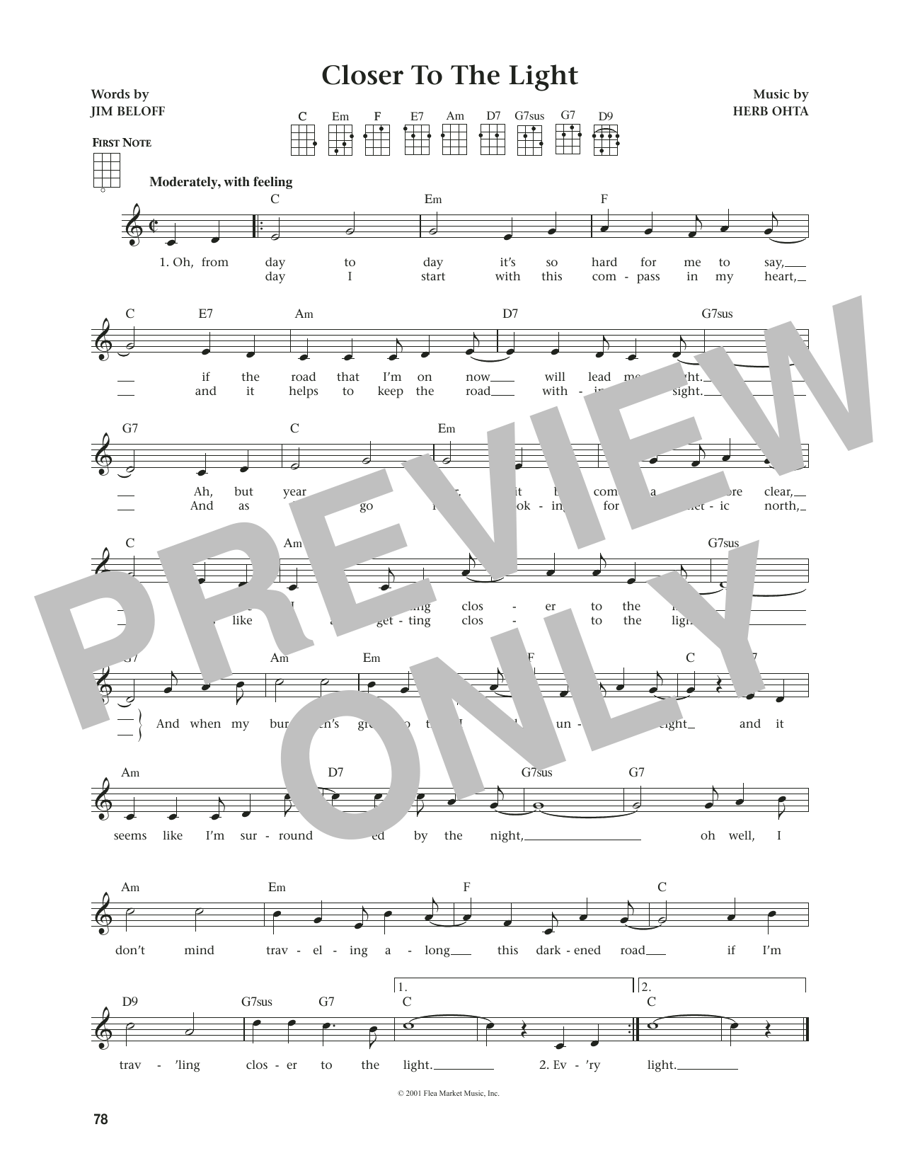 Jim Beloff Closer To The Light (from The Daily Ukulele) (arr. Jim Beloff) sheet music notes and chords arranged for Ukulele