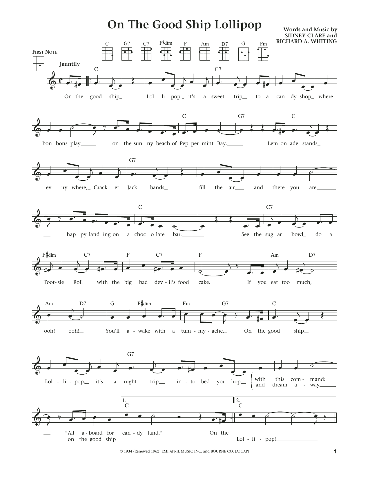 Jim Beloff On The Good Ship Lollipop (from The Daily Ukulele) (arr. Liz and Jim Beloff) sheet music notes and chords arranged for Ukulele