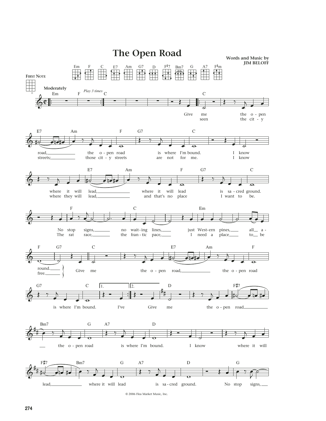 Jim Beloff The Open Road (from The Daily Ukulele) (arr. Liz and Jim Beloff) sheet music notes and chords arranged for Ukulele