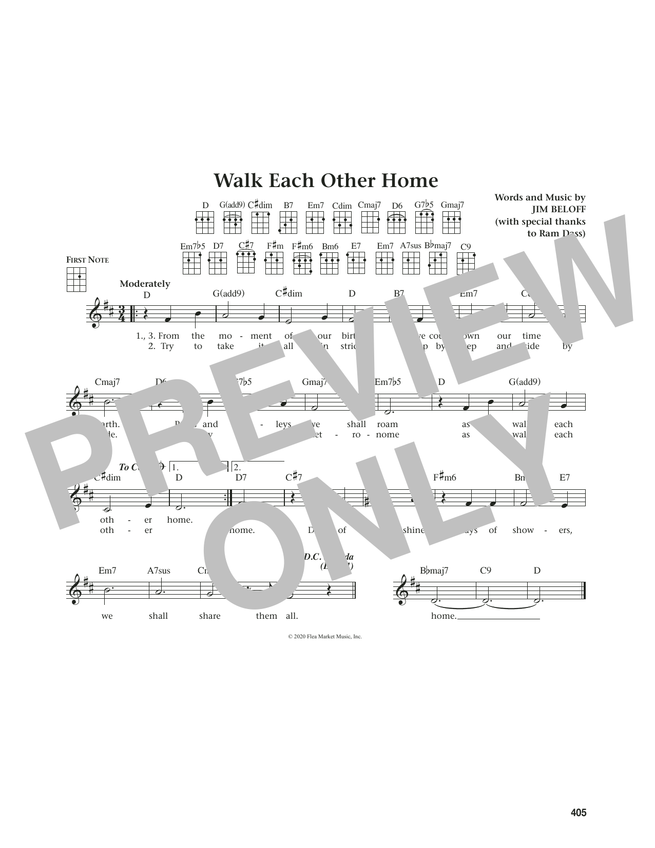 Jim Beloff Walk Each Other Home (from The Daily Ukulele) sheet music notes and chords arranged for Ukulele