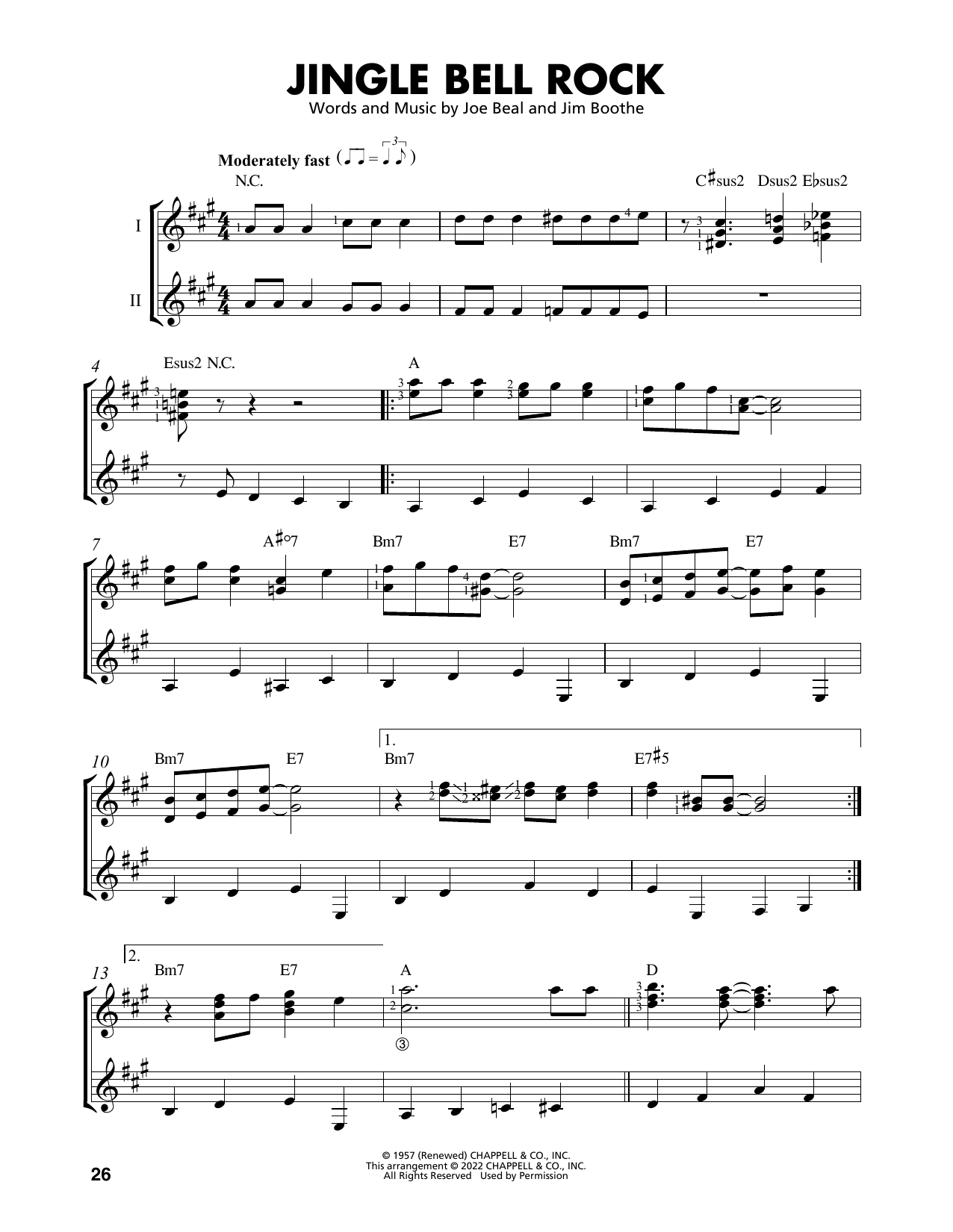 Jim Boothe Jingle Bell Rock (arr. Mark Phillips) sheet music notes and chords arranged for Easy Guitar Tab
