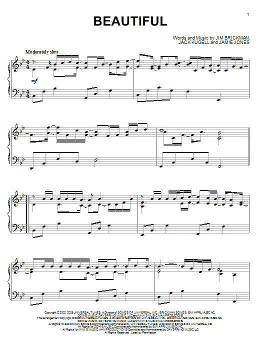 Jim Brickman Beautiful sheet music notes and chords arranged for Guitar Chords/Lyrics