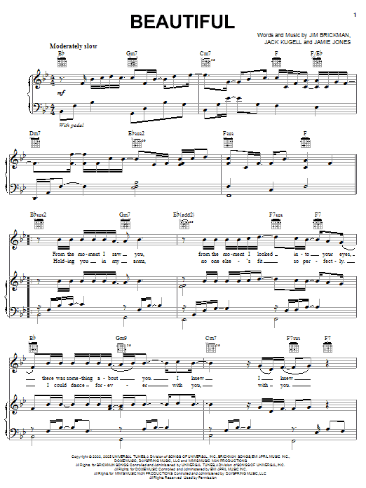 Jim Brickman featuring Wayne Brady Beautiful sheet music notes and chords arranged for Piano, Vocal & Guitar Chords (Right-Hand Melody)