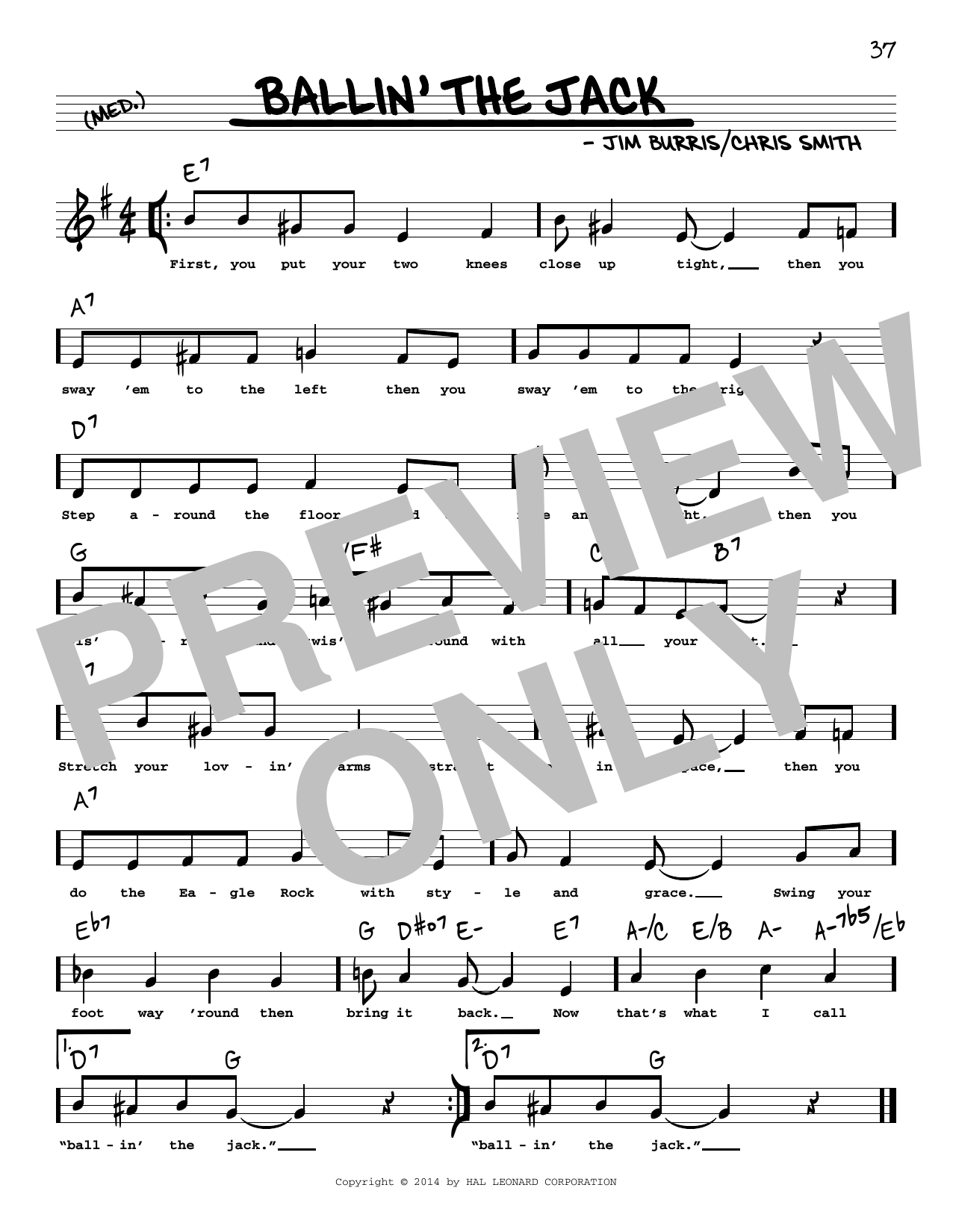 Jim Burris Ballin' The Jack (High Voice) sheet music notes and chords arranged for Real Book – Melody, Lyrics & Chords