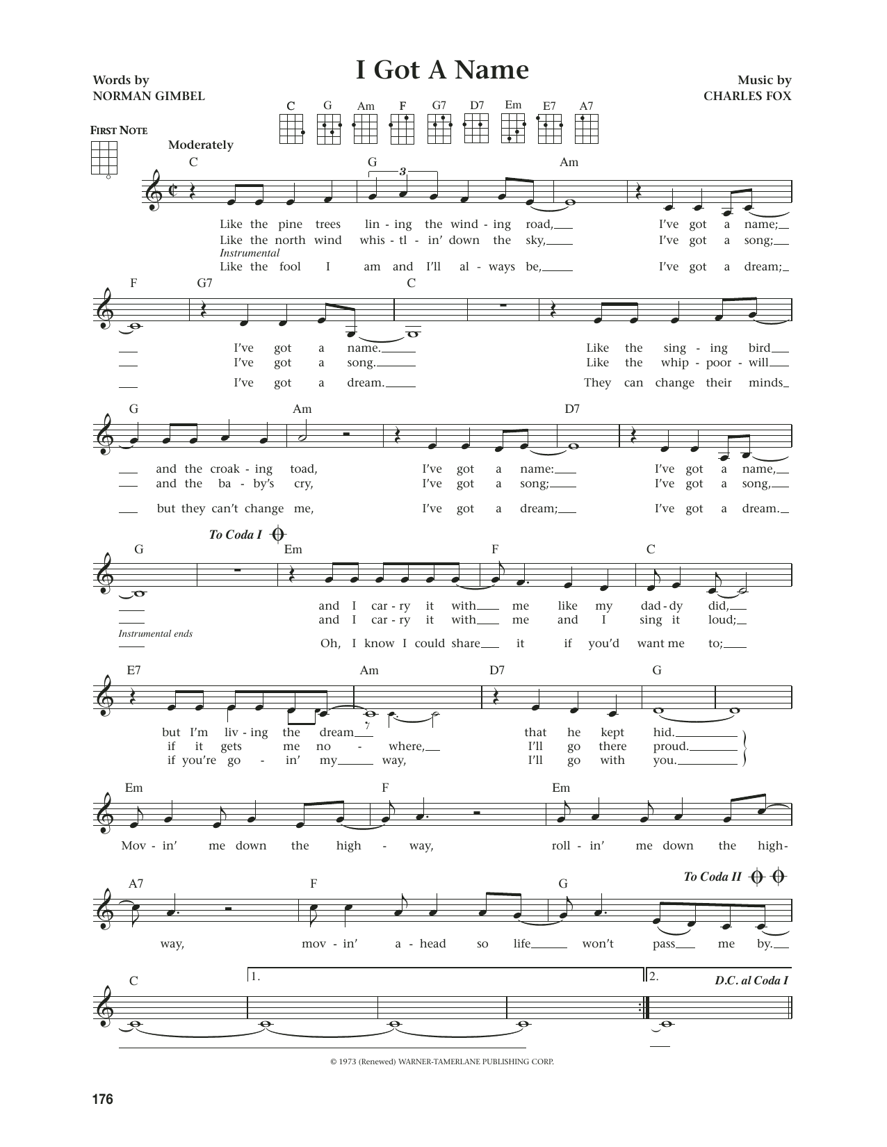 Jim Croce I Got A Name (from The Daily Ukulele) (arr. Jim Beloff) sheet music notes and chords arranged for Ukulele