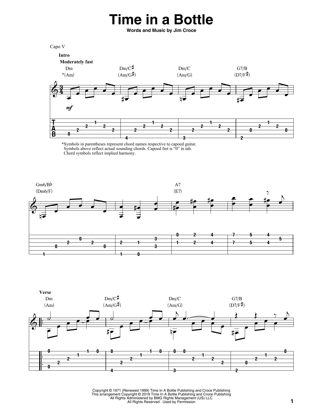 Jim Croce Time In A Bottle (arr. Bill LaFleur) sheet music notes and chords arranged for Solo Guitar