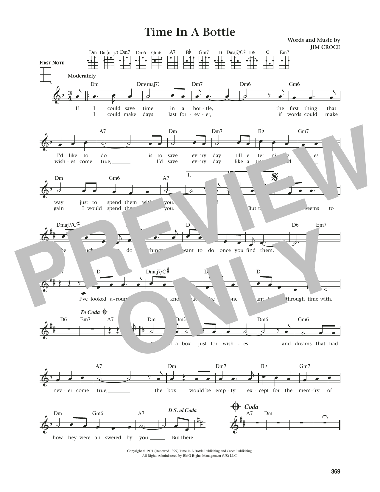 Jim Croce Time In A Bottle (from The Daily Ukulele) (arr. Jim Beloff) sheet music notes and chords arranged for Ukulele