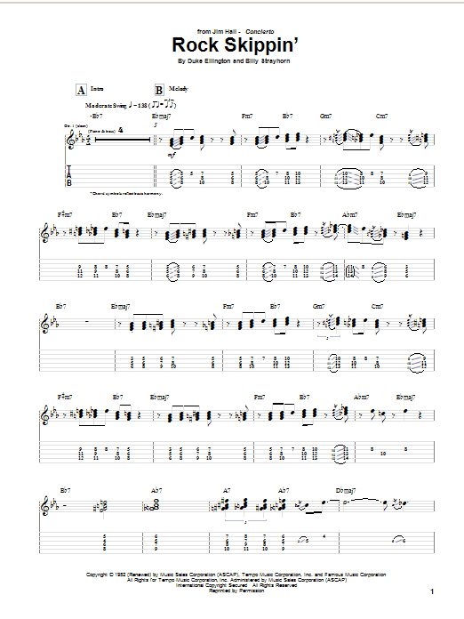 Jim Hall Rock Skippin' sheet music notes and chords arranged for Guitar Tab