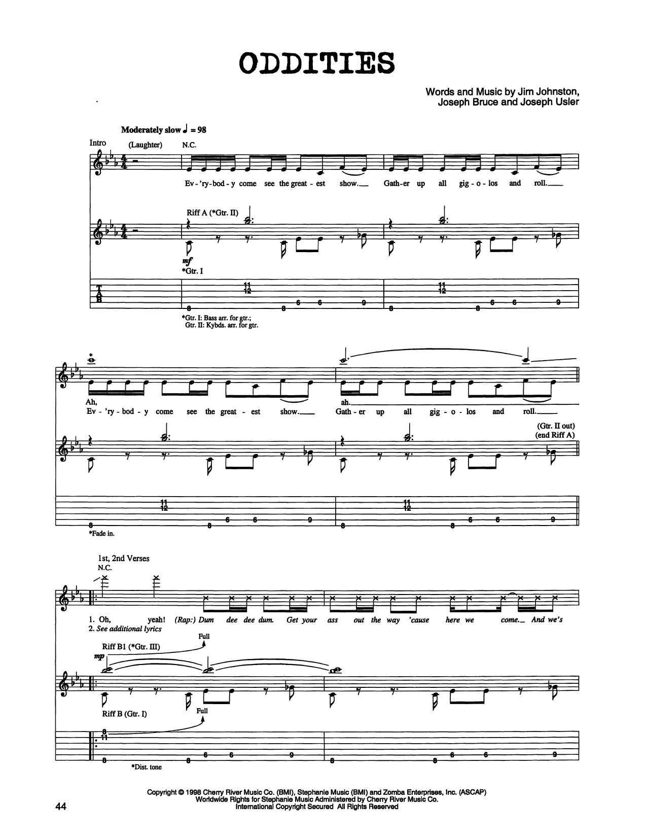 Jim Johnston Oddities sheet music notes and chords arranged for Guitar Tab