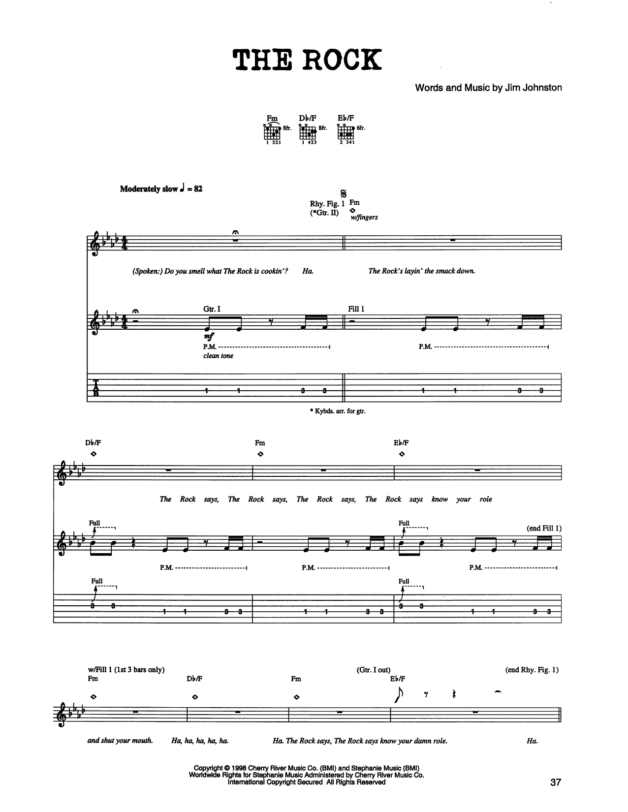 Jim Johnston The Rock sheet music notes and chords arranged for Guitar Tab