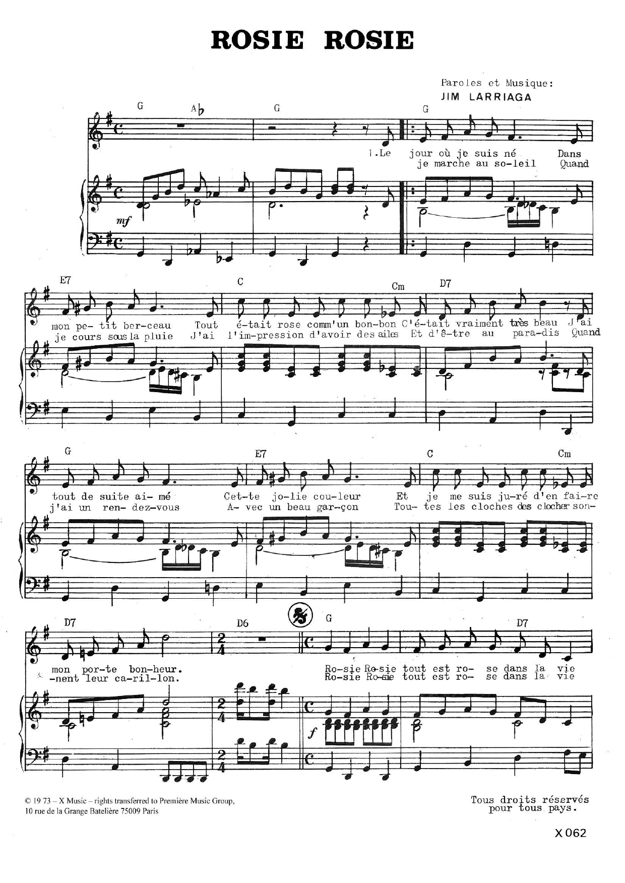 Jim Larriaga Rosie Rosie sheet music notes and chords arranged for Piano & Vocal