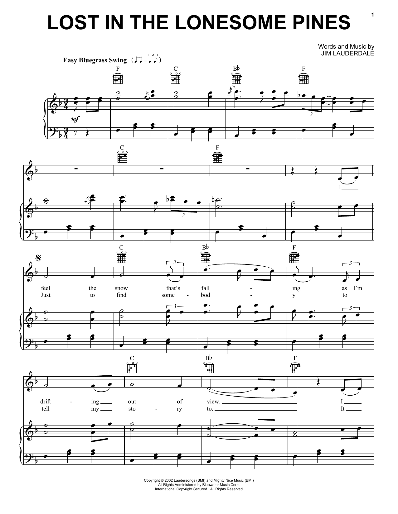 Jim Lauderdale, Ralph Stanley & The Clinch Mountain Boys Lost In The Lonesome Pines sheet music notes and chords arranged for Piano, Vocal & Guitar Chords (Right-Hand Melody)