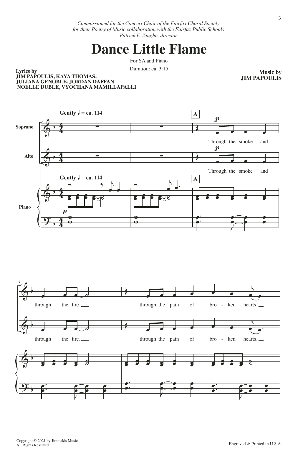 Jim Papoulis Dance Little Flame sheet music notes and chords arranged for Unison Choir