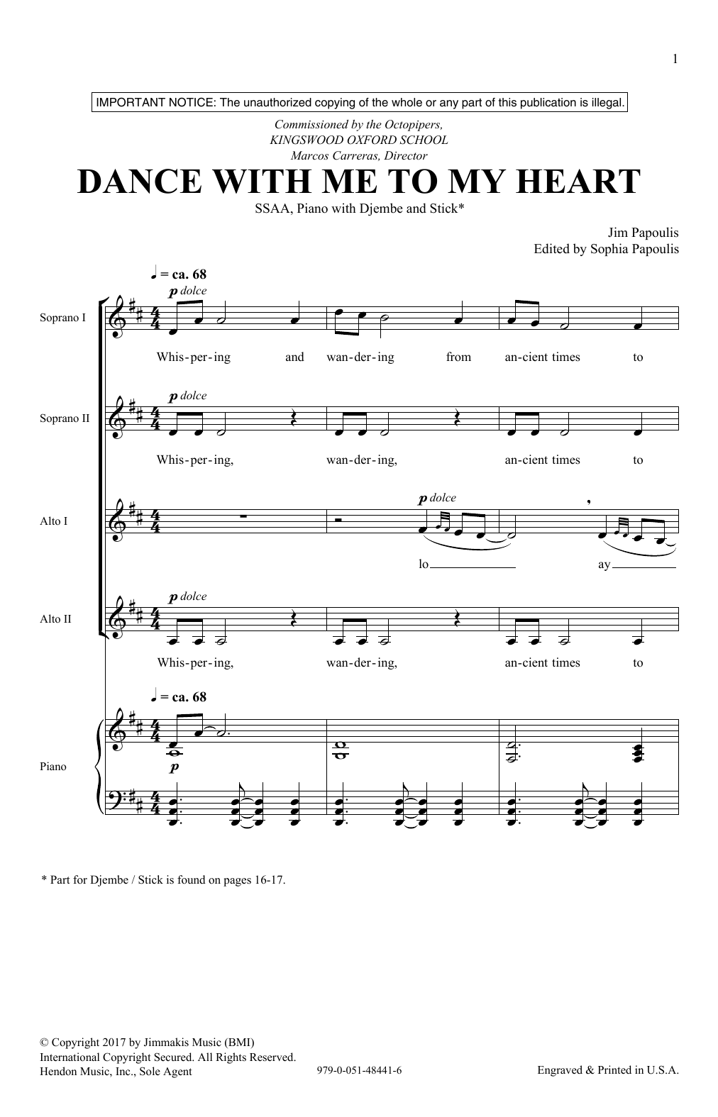 Jim Papoulis Dance With Me To My Heart sheet music notes and chords arranged for SSA Choir