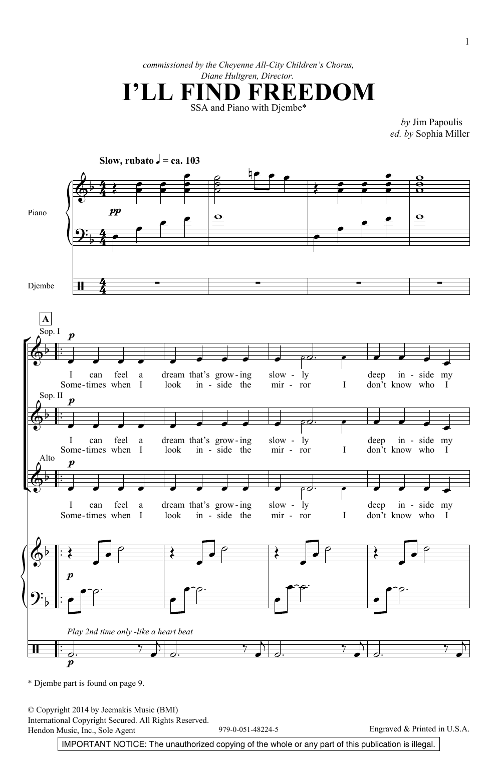 Jim Papoulis I'll Find Freedom sheet music notes and chords arranged for SSA Choir