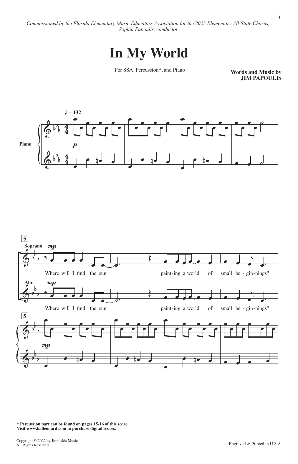 Jim Papoulis In My World sheet music notes and chords arranged for Choir