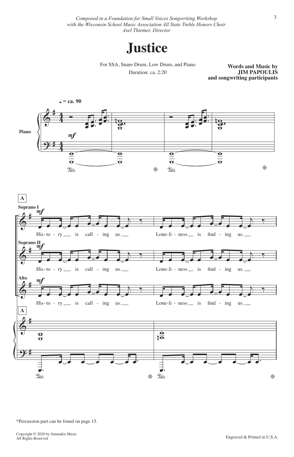Jim Papoulis Justice sheet music notes and chords arranged for SSA Choir