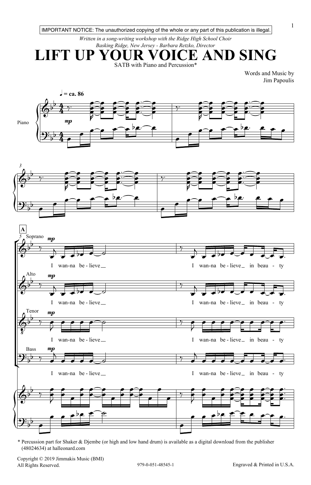 Jim Papoulis Lift Up Your Voice And Sing sheet music notes and chords arranged for SATB Choir