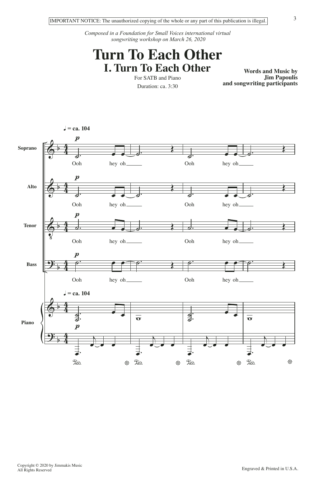 Jim Papoulis Turn To Each Other (Collection) sheet music notes and chords arranged for SATB Choir